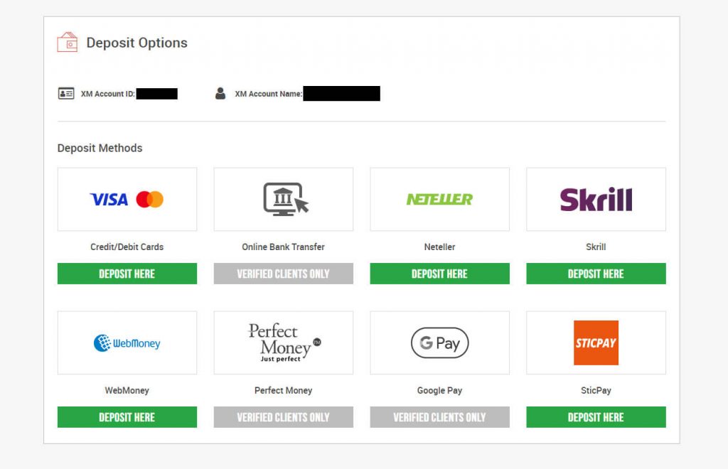 XM Deposits and Withdrawals