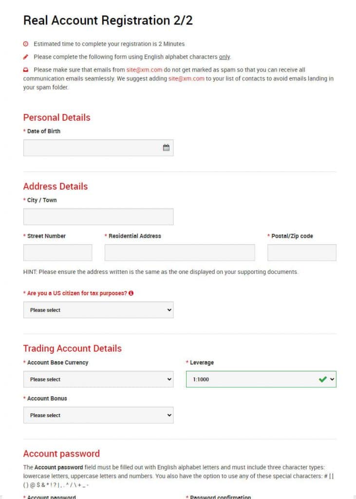 XM Signup Process 3