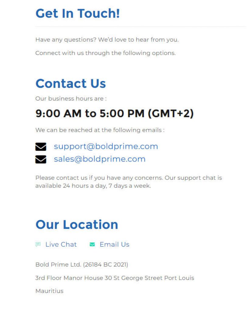 Bold Prime Contact Us