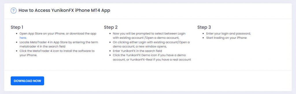YunikonFX MetaTrader 4 iPhone