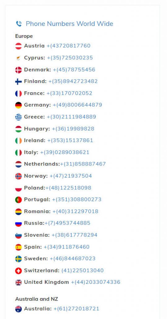 phone numbers of ava trade