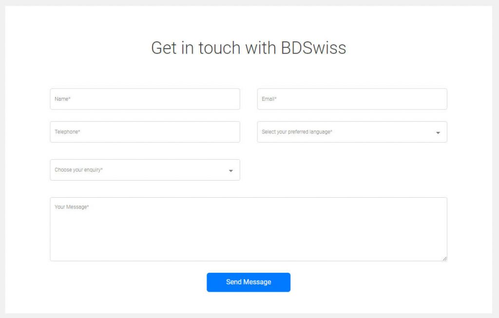 BDSwiss Contact Form
