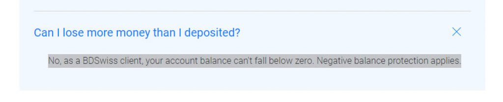 BDSwiss Negative Balance FAQ