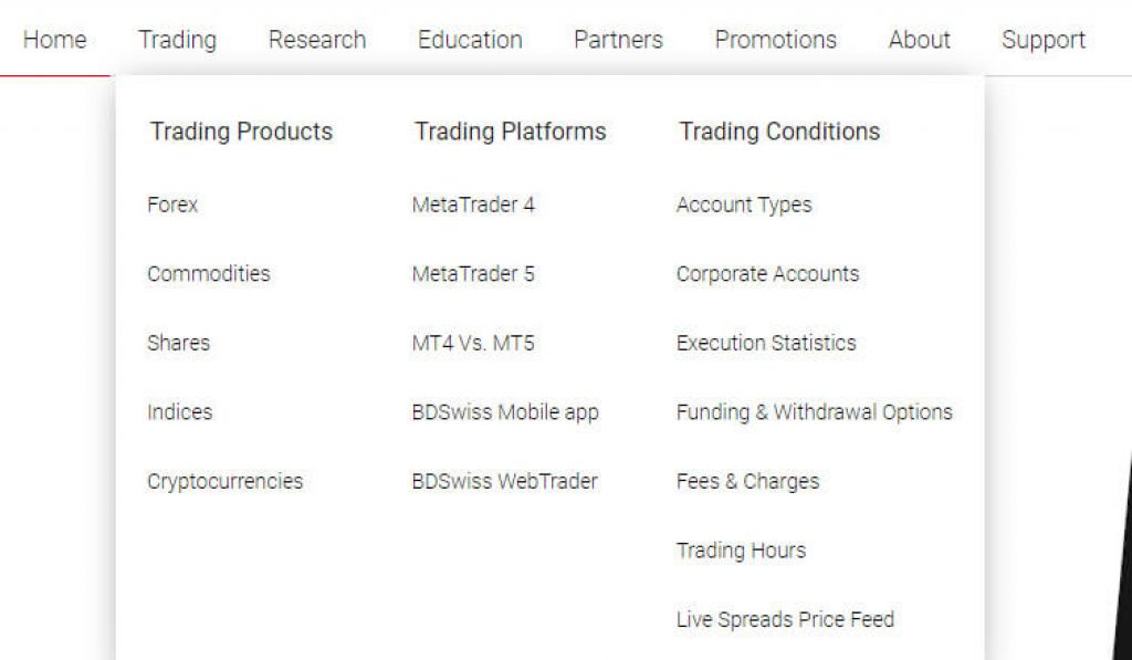 BDSwiss Tradable Assets