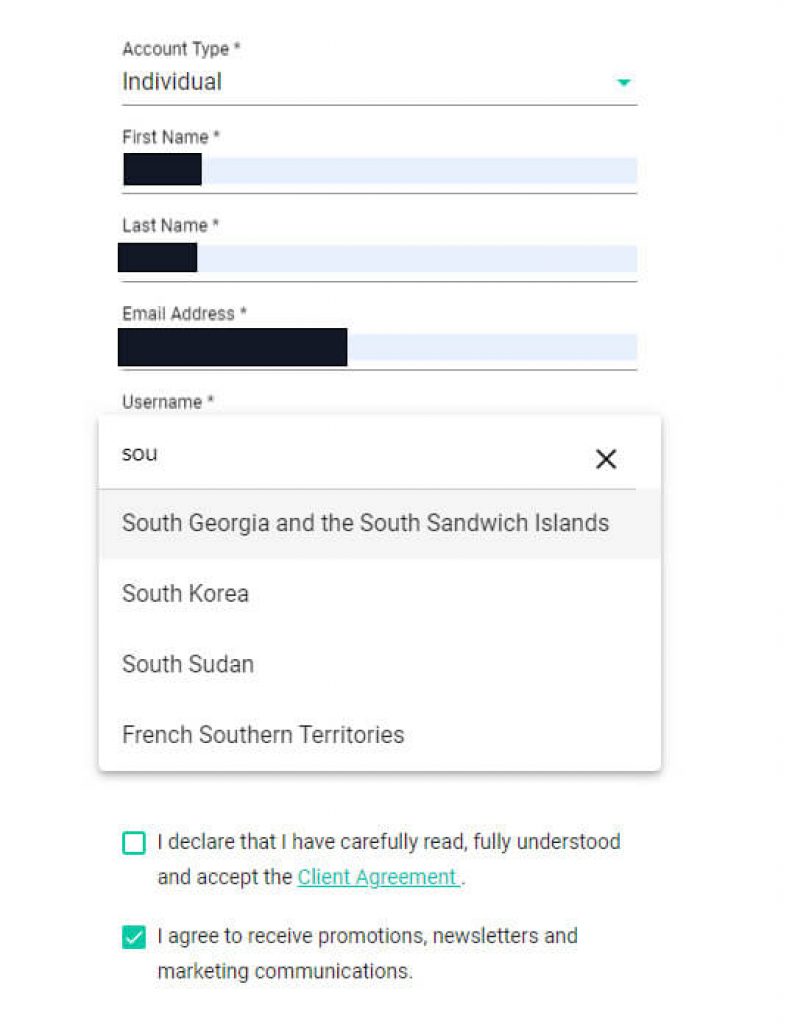 Registration form process