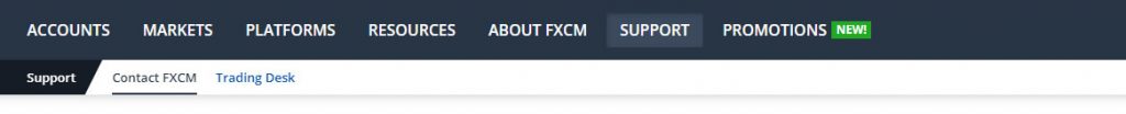 FXCM Promotion menu