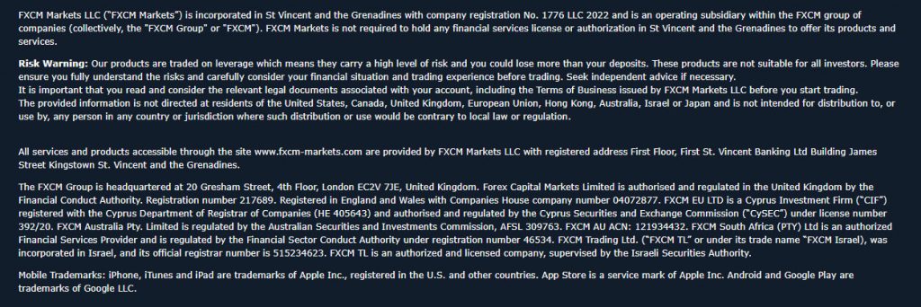 FXCM Regulations