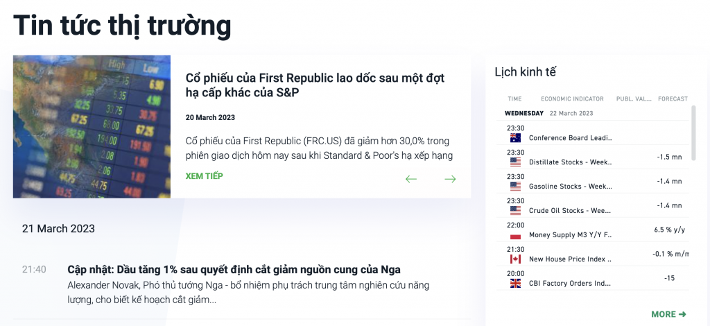tin tức thị trường tại XTB