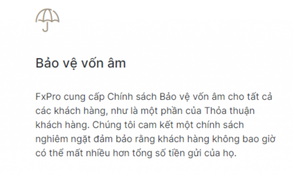 cơ chế bảo vệ vốn ấm cho khách hàng FXPro