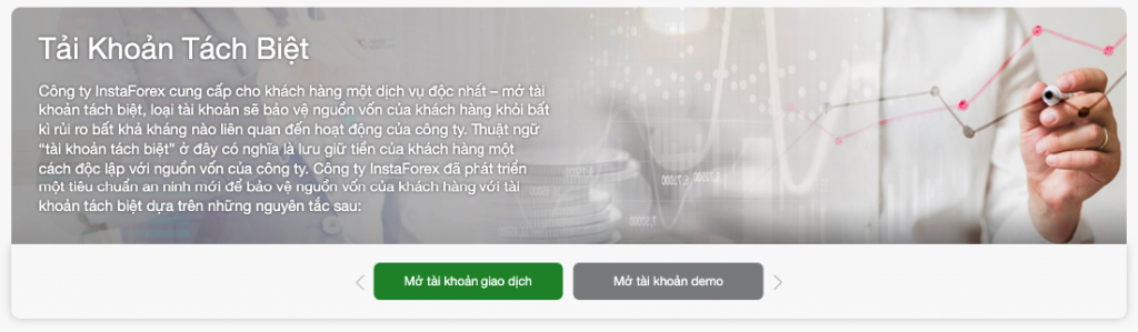 Cơ chế tài khoản tách biệt từ InstaForex
