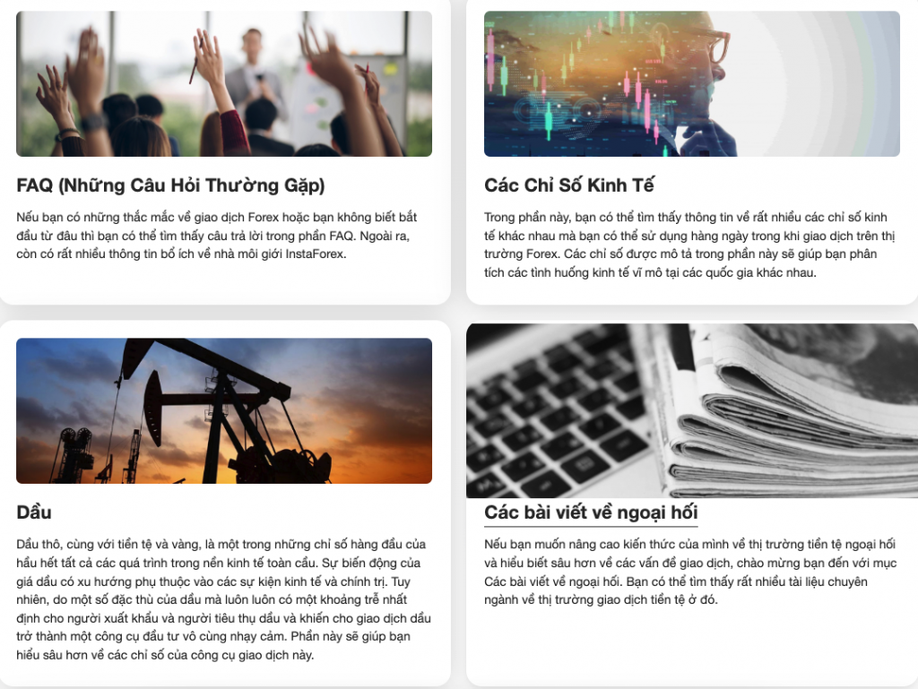 biểu đồ và phân tích từ instaforex