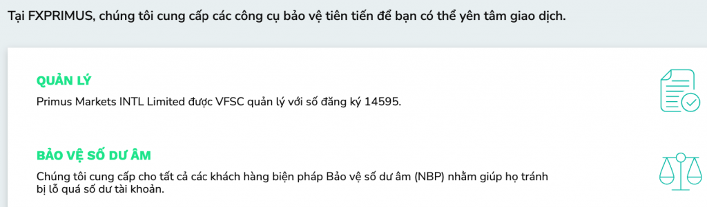 bảo vệ số dư âm của FXPrimus