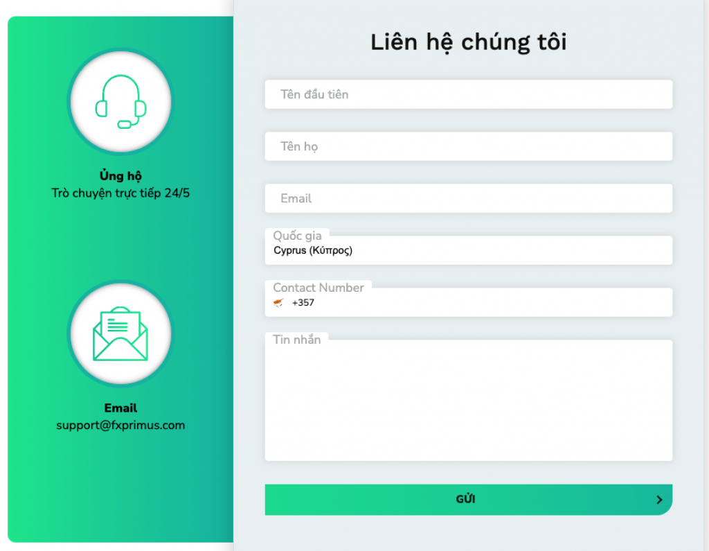 giao dịch tại FXPrimus