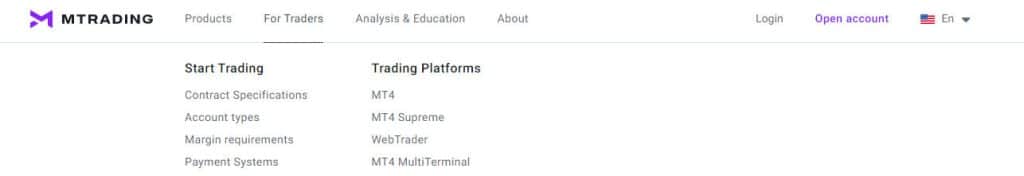 MTrading navigation for traders