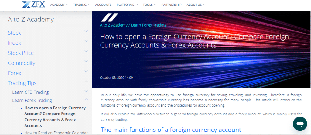 Inside ZFX broker A to Z Academy
