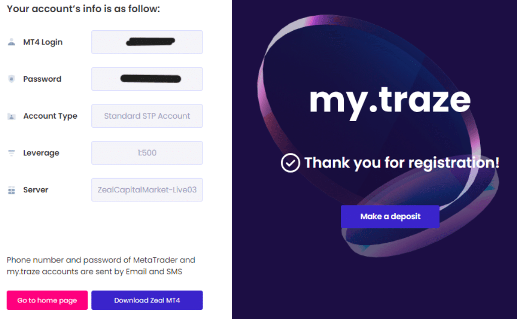 Page 3 of opening an account with Traze online trading platform