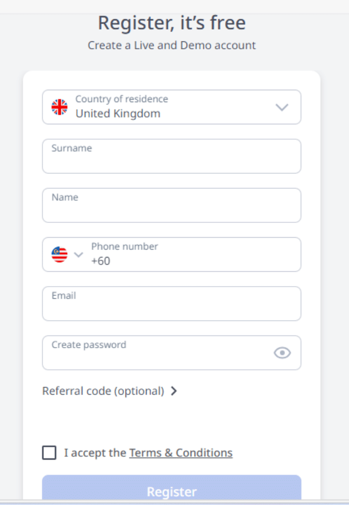 ZFX Registration Page