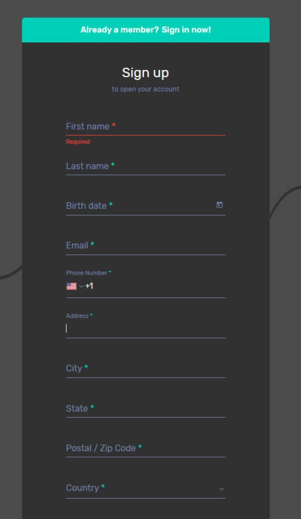 Registration Page