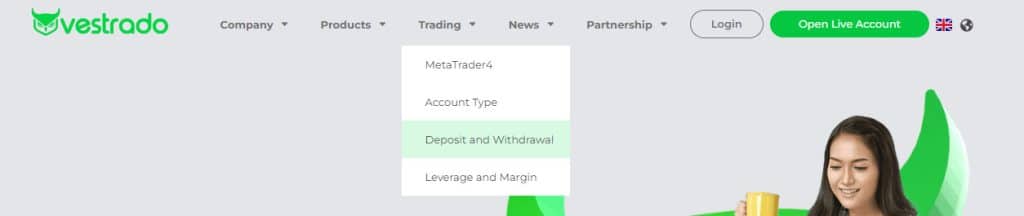 Vestrado Deposit and withdrawal