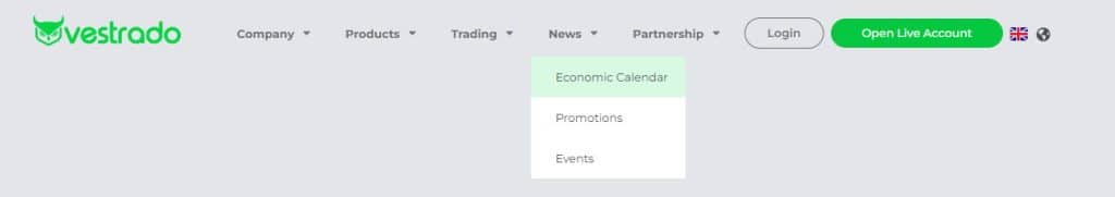 Vestrado's trading Economic Calender