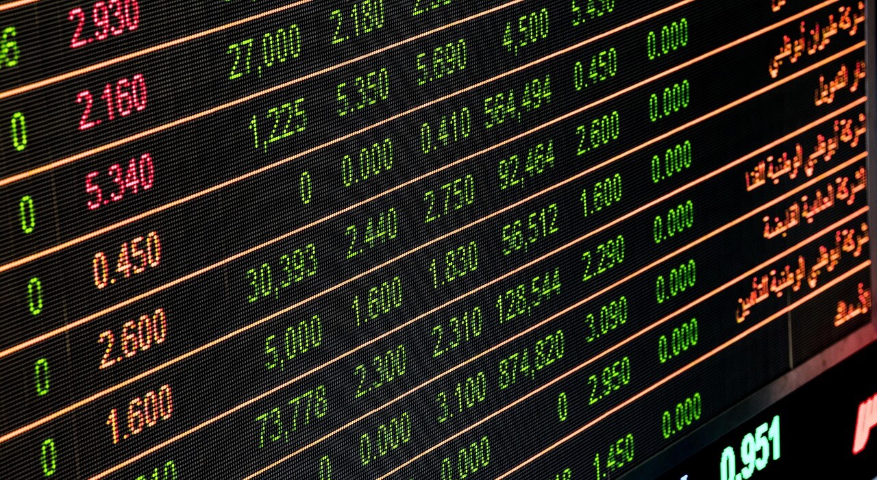 image of screen showing stock prices