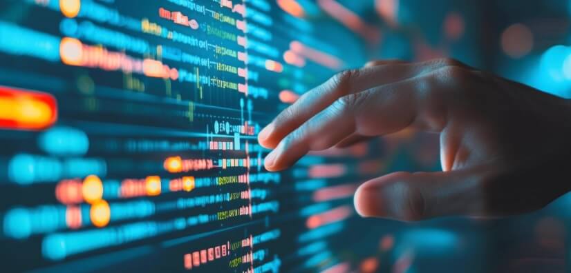 hand touching forex screen