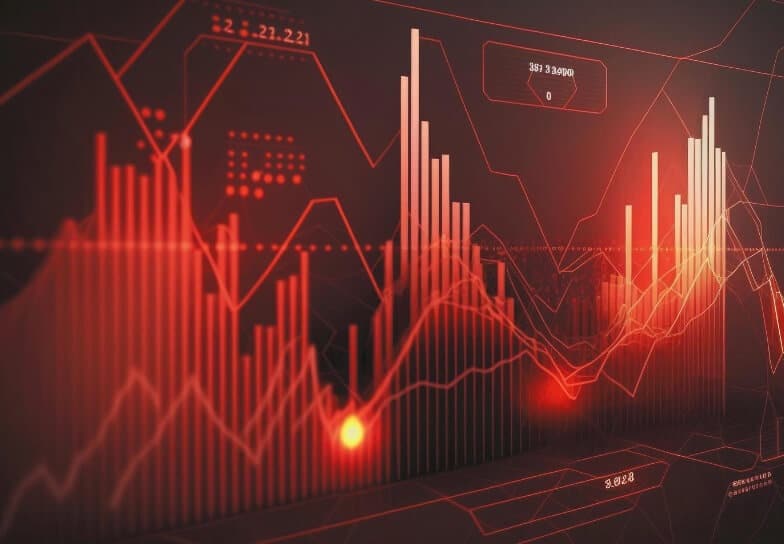 red and black forex trading chart