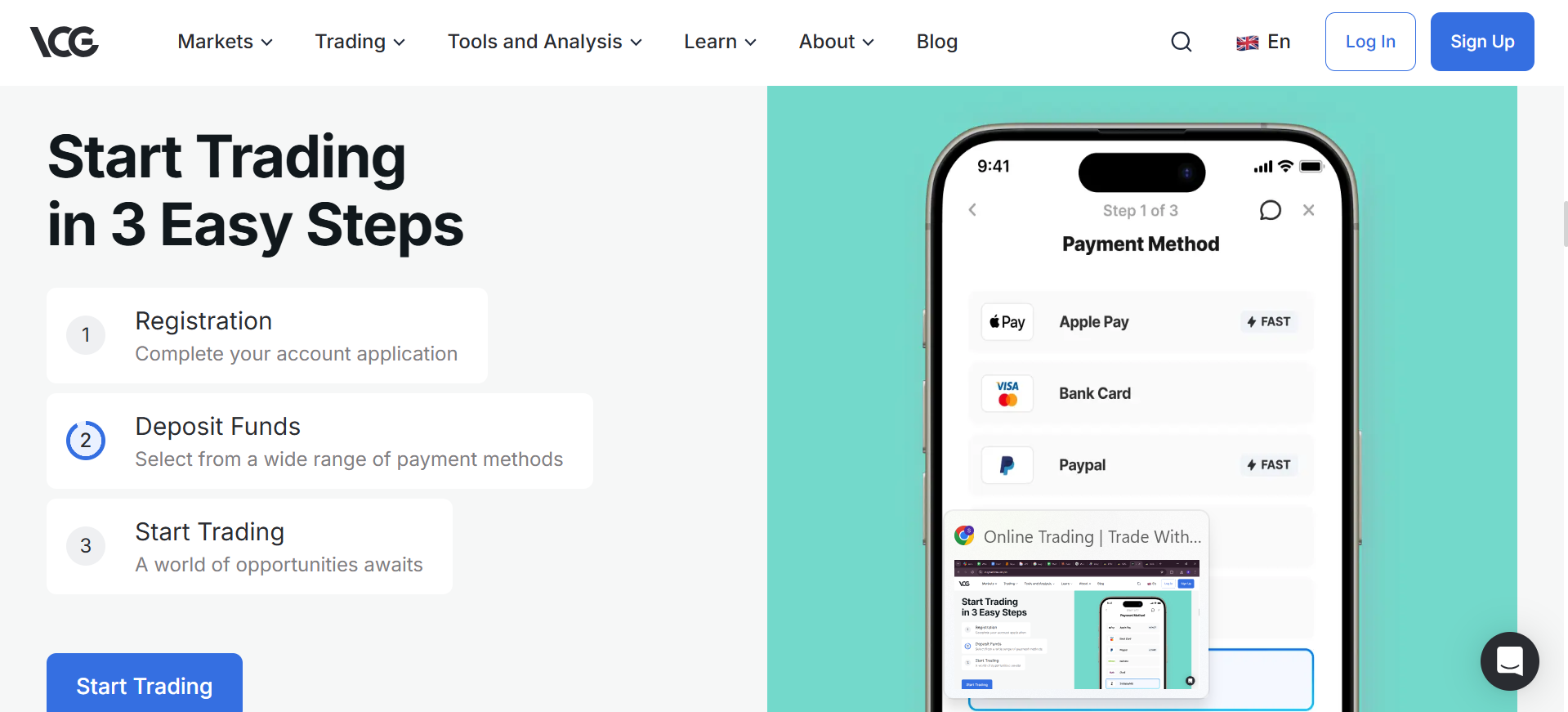 Start Trading with VCG Markets