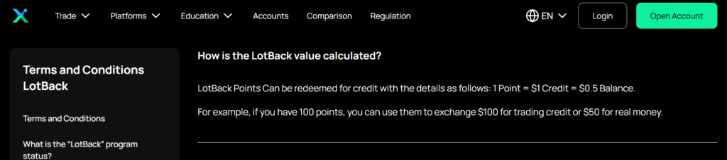 Lotback Value Calculation at IUX